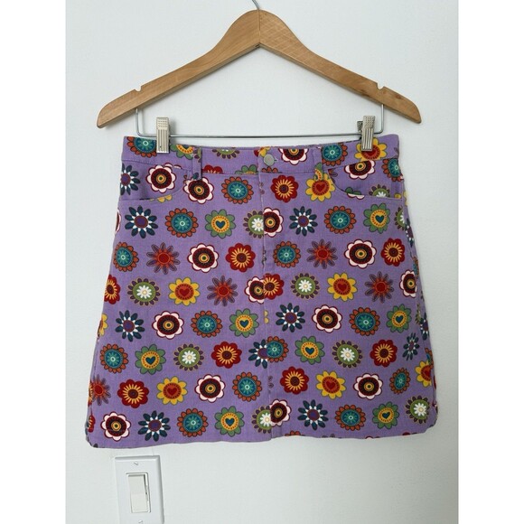 Dangerfield Women’s 12 Mini Skirt Floral Pattern 60s/70s Theme Multicolor Skirt - Picture 1 of 6